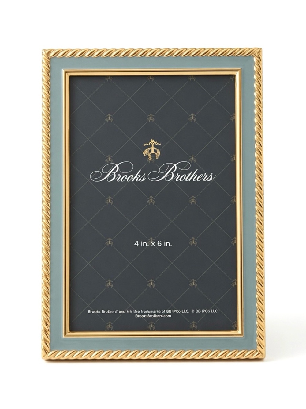 Brooks Brothers 4x6 Gold Twisted Rope blue Enamel Picture Frame NWT
